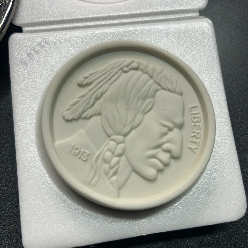 Buffalo Nickel Ash Tray METAL Collector Indian Cigar Aficionado With Soap
